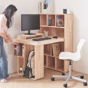 미젠시아 61040 고무나무 수납 책장 책상 세트 A형