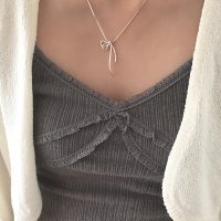 (모앳/목걸이) knot ribbon necklace (silver925) 실버 리본목걸이 매듭 노트 꼬임네크리스