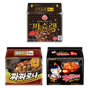 오뚜기삼양 인기볶음면 A(짜슐랭 5개+짜짜로니5개+불닭볶음면5개)