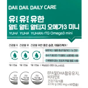 데일리 케어 유한 rTG 알티지 오메가3 미니 382mg x 60캡슐 x 3박스 3개월분