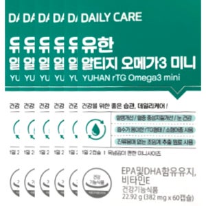 데일리 케어 유한 rTG 알티지 오메가3 미니 382mg x 60캡슐 x 6박스 6개월분