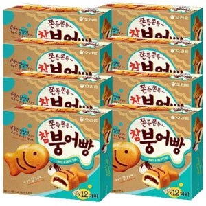 오리온제과 쫀득쫀득 참붕어빵 12마리 348g 8개 (1박스)