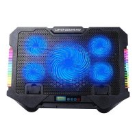 Laptop Cooling Pad RGB Gaming Notebook Cooler Fan Stand Adjtable Height With 5 Quiet And Phone Holde