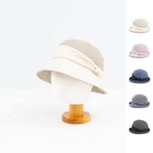 여성 벙거지 할머니 여름 모자 린넨 버킷햇