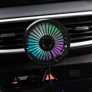 LED 무드등 이중날개 차량용 터보 선풍기 송풍구/스탠트 겸용 써큘레이터
