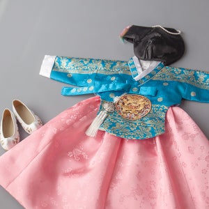 단아 양단 금박 파랑당의/민자 분홍(백일-15호)-아동 주니어 돌 잔치 아기 여아 한복