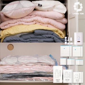 리빙톤 압축팩 정리왕세트 무선 에어펌프 여행용 압축팩 튜브공기주입기 염경환