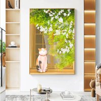 창문 고양이 보석십자수 꽃나무 풍경 DIY 원형 사각 비즈십자수 세트