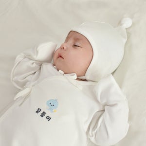 베이비앤아이 사계절 태명 배냇저고리 배미 잔디+방울배미모자세트 뱀띠