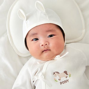 베이비앤아이 사계절 태명 배냇저고리 포니베이지 플라워+포니귀모자세트 말띠 뱀띠 선물박스포함