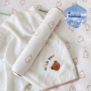 돗투돗 듀라론 아기바디필로우 쿨링 유아 롱쿠션 죽부인커버+속통SET 돗꼼 베이지