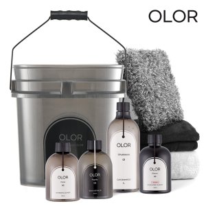 현대모비스 오로르 셀프 세차용품 8종세트/카샴푸1L+휠앤타이어클리너500ml+실내클리너500ml+퀵디테일러500ml+버킷18L+버핑타월+드라잉타월 중형+워시패드