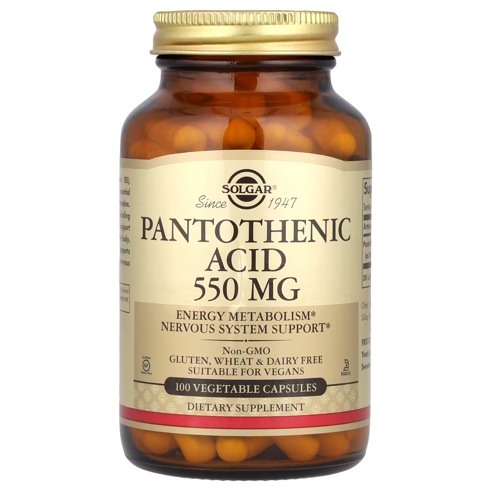 솔가 판토텐산 550mg 100캡슐 비타민B5 Solgar <b>Pantothenic Acid</b>