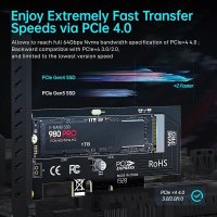 JEYI PCIe to NVMe 어댑터 알루미늄 SSD 방열판 쿨러 데스크탑용 확장 카드 64Gbps M2 ssd Gen4 40 X4 X16