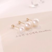 14k 천연담수진주 피어싱 귀걸이 4mm 5mm 6mm