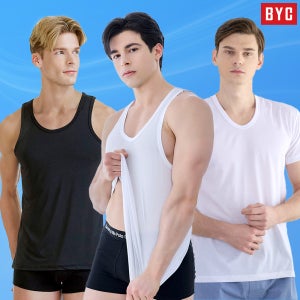 BYC 남자 런닝 쿨 에어로쉬 흡수 속건 기능성 셔츠 남성 메리야스 3매