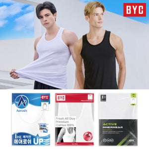 BYC 남자 런닝 쿨 에어로쉬 흡수 속건 기능성 셔츠 남성 메리야스 3매