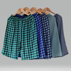 남자인견바지 체크파자마바지 5부 냉감 반바지 여름홈웨어