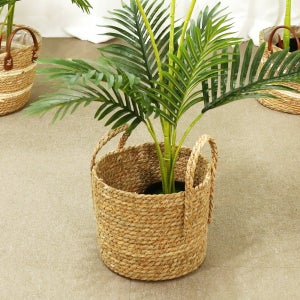 해초 라탄 왕골 바구니 플랜트 화분커버 꽃바구니 내츄럴 베이직A 소형
