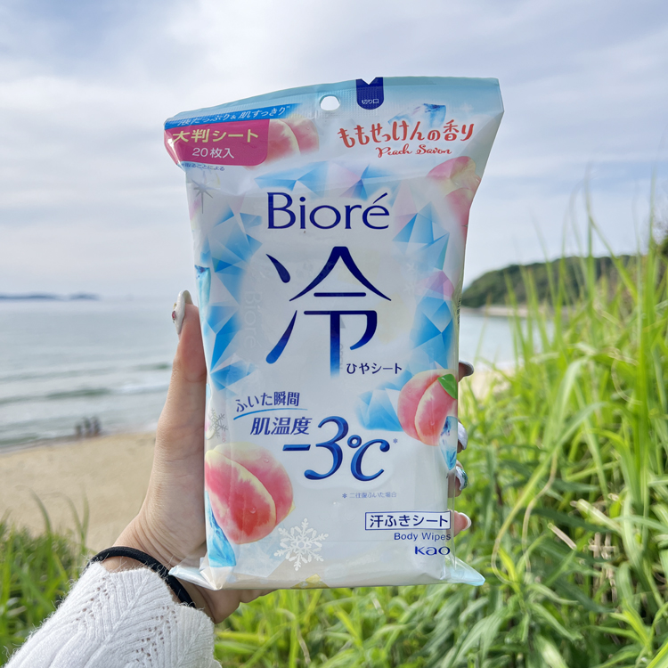비오레 냉시트 -3도 냉각시트 피부 전신 시원해지는 쿨링 땀 물티슈 20매입 복숭아향