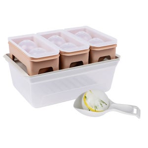 인콕 왕얼음틀 3종 + 컨테이너 + 스쿱 세트 샌드브라운