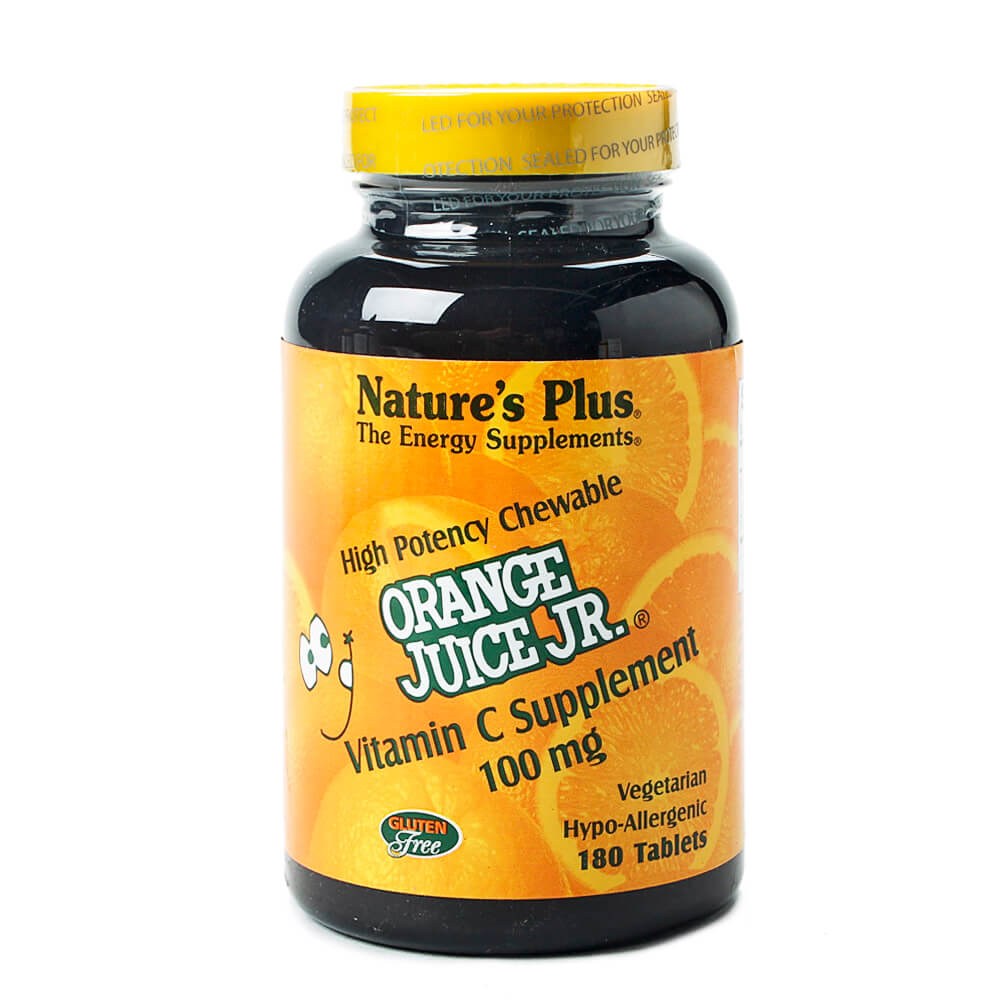 Nature’s Plus 오렌지 주스 <b>JR</b>. 츄어블 <b>비타민C</b> 서플먼트 <b>100mg</b> 180정