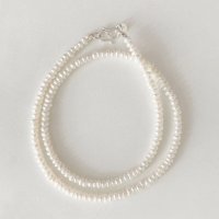 [S925] 마인드링 납작 담수진주 실버 목걸이 flat pearl necklace