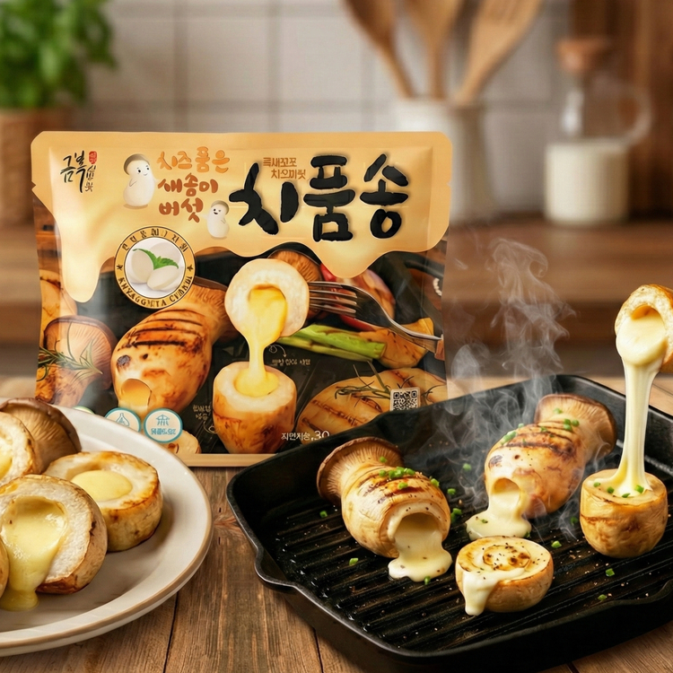 치품송 모짜렐라치즈 품은 새송이 간편한 에어프라이어 홈파티메뉴 술안주 캠핑 치즈버섯구이