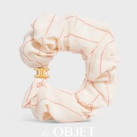 [CELINE] 셀린느 스크런치 트리옹프 포인틸레 팔찌 곱창밴드 화이트 SCRUNCHY TRIOMPHE POINTILLÉ BRACELET WHITE 460NX2SIB 35OH