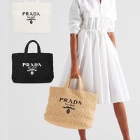 PRADA 프라다 로고 라피아 라지 라탄 토트백 1BG392