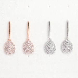 은침 결혼식 물방울 레인 큐빅 드롭 본식 하객 웨딩 귀걸이