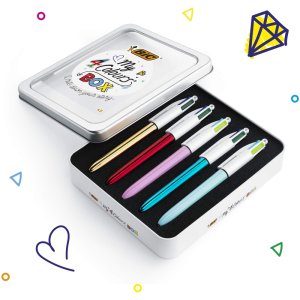 BIC 샤인 파스텔 4색 3색 볼펜 선물 상자 선물용 케이스 프랑스