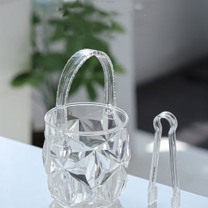 투명 글라스 아이스버킷 와인칠링 쿨러 버켓 삼페인버킷 얼음통 얼음 바스켓 집게포함