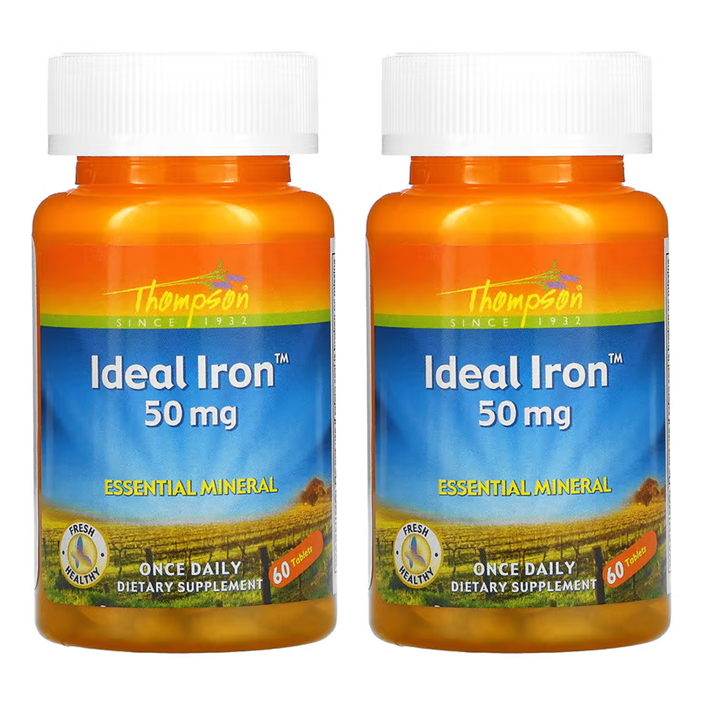 톰슨 <b>아이디얼 아이언</b> 에센셜 미네랄 철분 Ideal Iron <b>50mg</b> 60정 x2통