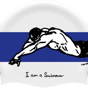 [아이엠어스위머] Dive Man 다이브 일러스트 디자인 실리콘 수영모