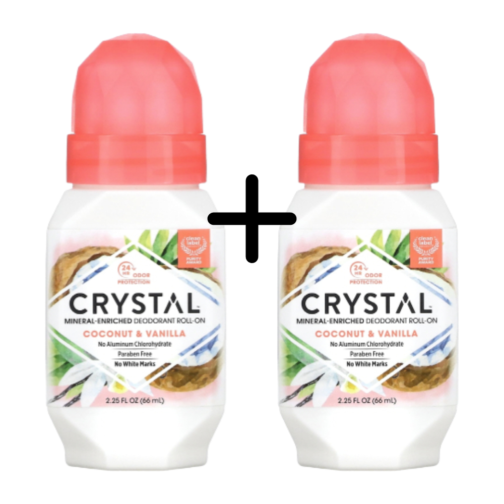 크리스탈데오드란트 <b>미네랄</b> 엔리치드 데오드란트 롤온 코코넛 바닐라 66ml 2개