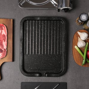 국산 업소용 삼겹살 불판 무쇠 5중 코팅 사각 고기 불판 중