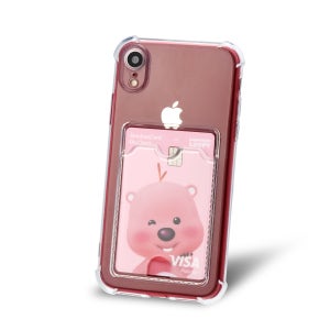 아이폰 카드수납 투명케이스 2장 수납 풀커버 + 기스방지 필름 포함 투명, 아이폰XR