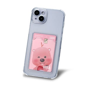 아이폰 카드수납 투명케이스 2장 수납 풀커버 + 기스방지 필름 포함 투명, 아이폰14