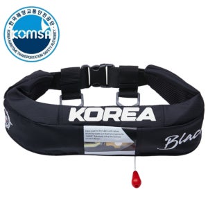 블랙마린 허리벨트형 자동팽창식 구명조끼-블랙(화이트) 국내생산 해양수산부 콤사 바다낚시