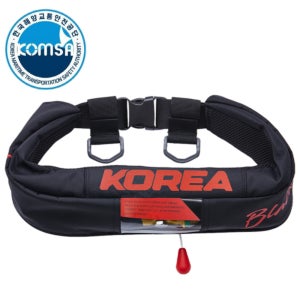 블랙마린 허리벨트형 자동팽창식 구명조끼-블랙(레드) 국내생산 해양수산부 선상 콤사 바다낚시