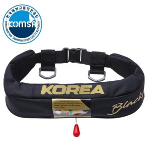 블랙마린 허리벨트형 자동팽창식 구명조끼-블랙(골드) 국내생산 해양수산부 선상 배 낚시 콤사