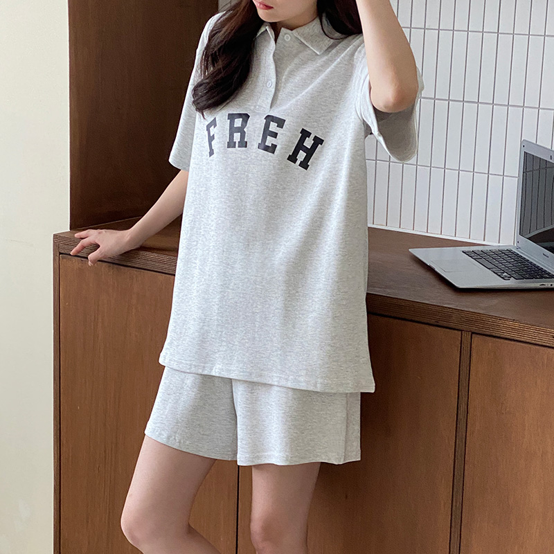 여름 심플룩 여행룩 휴가 카라넥 PK 레터링 티셔츠 반바지 트레이닝복 추리닝 한벌 세트