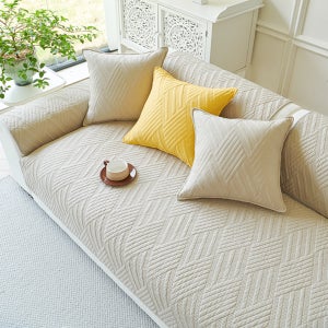 오라이프샵 사계절 쇼파매트 크로스 쇼파패드 90x180cm 3인용 베이지 쇼파커버