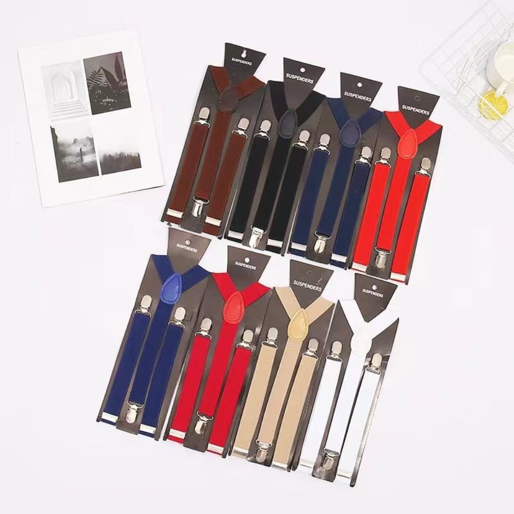 멜빵 남자 서스펜더 25mm 버클 Y 남녀 클립 브레이스 공용 온 바지 너비 가능한 솔리