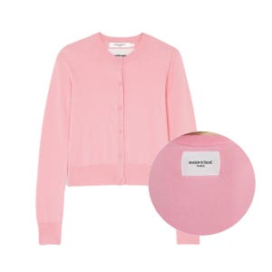 라투아 메종키츠네 백 로고 패치 라운드 가디건 KW00532KT1083 핑크