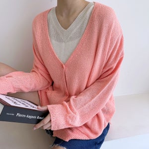 여름 아우터 부클 시스루 여성 가디건 빅사이즈