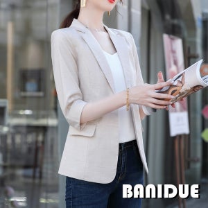 바니드 여성 슬림라인 여름반팔 5부소매 정장자켓 쿨 캐주얼 재킷 0097