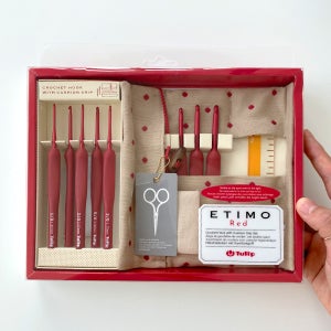 튤립 에티모 레드 고급 코바늘 세트 모사용 코바늘 뜨개질 손뜨개 뜨개부자재