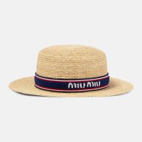 MIU MIU 미우미우 Logo raffia hat